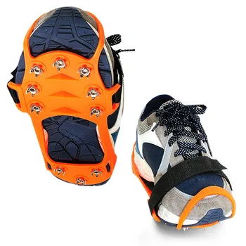 1 çift Açık basit buz pençe 10 diş kabak kaymaz ayakkabı seti tırmanma ayakkabıları tırnak ayak zinciri demeti kaya krampon kar ayakkabısı