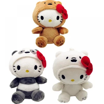 10 CM Kawaii Anime peluş oyuncak Yay Kitty KT ÇÜNKÜ Kahverengi ayı Beyaz ayı Panda Sevimli Yumuşak Dolması Bebek Kolye Oyuncak Çocuk Hediye