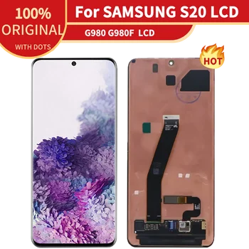 100 % Orijinal AMOLED S20 LCD Ekran Değiştirme İçin Samsung Galaxy S20 Ekran Dokunmatik Ekran Digitizer G980F / DS G981U lcd ekran
