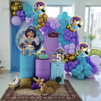 145 adet / takım Disney Aladdin Prenses Yasemin Tema Balon Garland Kemer Kiti Mutlu Doğum Günü Partisi Süslemeleri Bebek Duş Malzemeleri