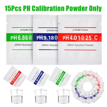 15 adet / grup PH ölçer Tampon Tozu PH6. 86 4.01 9.18 250ml PH ölçer Test PH Ölçü Kalibrasyon Çözümü Su Testi