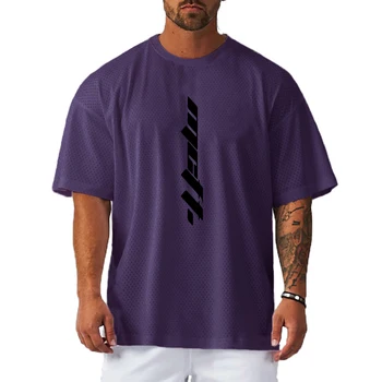 2022 Yaz Koşu T Shirt Erkek Polyester Kumaş T - shirt Erkekler Yüksek Kaliteli Düz Renk Kısa Kollu Gevşek Tişörtleri Büyük Boy Üstleri