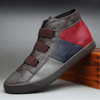 2022 Yeni Erkek deri ayakkabı Yüksek Top Sneakers Mix renk Deri rahat ayakkabılar erkek Loafer'lar Moda Tasarımcısı Lüks Mokasen Homme