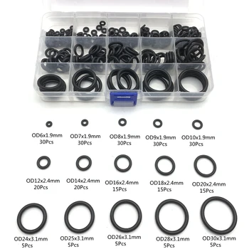 260 Adet / grup Siyah Kauçuk O Ring Çeşitleri Yıkama Contası Sızdırmazlık O - ring Seti 15 Boyutları Plastik Kutu ile Kauçuk Fiş Silikon Halka