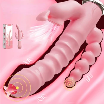 3 İn 1 Yapay Penis Tavşan Vibratör Su Geçirmez USB Manyetik Şarj Edilebilir Anal Klitoris Vibratör Seks Oyuncakları Kadın Çiftler için Seks Shop