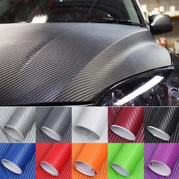 30 * 127CM 3D Karbon Fiber Araba etiket rulosu streç film DIY Araba Motosiklet Styling Dekorasyon Dizüstü Cilt Telefon Kapak Çıkartmalar