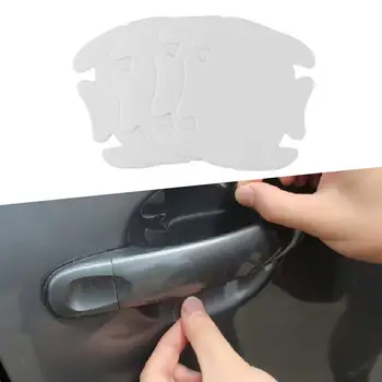 4 Adet Şeffaf Araba Kolu koruyucu film Kapı Sticker Çizilmeye Dayanıklı Kapak Otomatik Kolu Koruma Filmi Dış