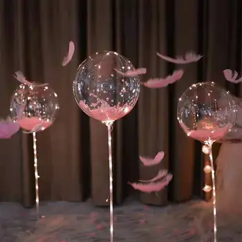 5 adet / toplu 18 24 36 inç DIY düğün doğum günü partisi dekorasyon Bobo balon tüy şeffaf PVC balon
