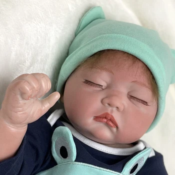50cm Yeniden Doğmuş bebek Kök Fiber Saç Yumuşak Silikon Sevimli Bez Vücut Yeniden Doğmuş erkek oyuncak bebek Oyuncak Doğum Günü noel hediyesi