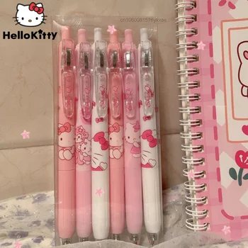 6 Adet Tükenmez Kalem + 20 Adet Dolum 0.5 mm Sanrio Hello Kitty Kawaii Kalem Kırtasiye Malzemeleri Sevimli Ofis Malzemeleri Jel Kalem Kırtasiye