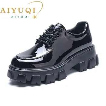 AIYUQI kadın ayakkabısı Büyük Boy 35-44 Bahar Yeni Stil Hakiki Deri Dantel-up Platformu Moda Kadın Ayakkabı