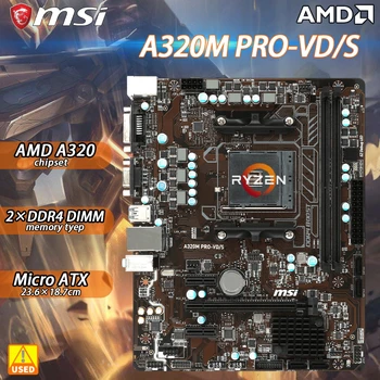 AM4 Anakart Destekler AMD RYZEN CPU MSI A320M PRO-VD / S Benimser AMD A320 Yonga Seti Soket AM4 7th DDR4 PCI - E 3.0 Mikro ATX