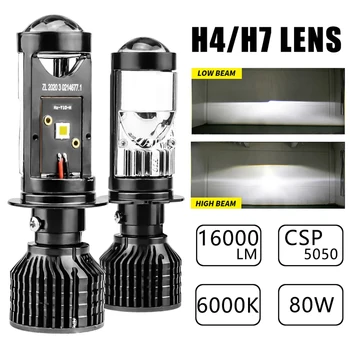Araba Far Mini Lens H4 H7 LED projektör ampulü Canbus Y10 60W 6000K 12000LM 12V Oto Motosiklet Far Yüksek Düşük İşın