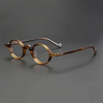 Asetat Küçük Yuvarlak Gözlük Erkekler Retro Vintage Kare Gözlük Çerçevesi Kadın Miyopi Reçete Çerçeveleri Gözlük Şeffaf Gözlük