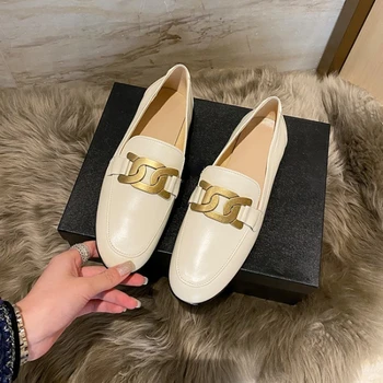 Aşk Ayakkabı Kadın 2022 Yeni Retro Tarzı Küçük deri ayakkabı İlkbahar, Sonbahar ve Yaz Fransız düz ayakkabı