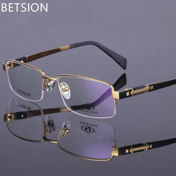 BETSION erkek Gözlük Çerçeveleri Titanyum Yarım Çerçevesiz Gözlük Çerçeveleri Gözlük Reçete Yüksek Kaliteli Optik gözlük çerçevesi