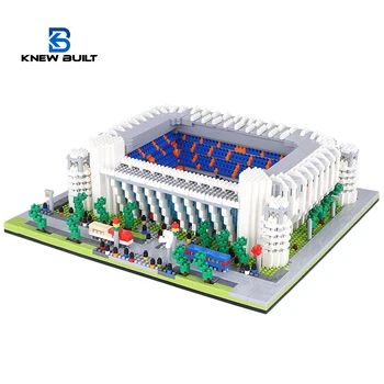 BİLİYORDU DAHİLİ Madrid Tarzı Futbol Stadyumu Modeli Mikro Mini Blok Kiti Yetişkin Monte Futbol Taraftarları Alan Tuğla Seti 3D Bulmaca Oyuncak