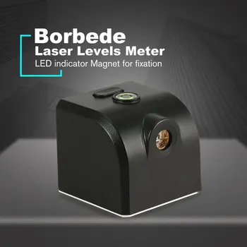Borbede Taşınabilir Mini Çapraz Kırmızı Lazer Seviyeleri Metre 2 Satır 1 Nokta 650nm Tesviye Aleti LED Göstergesi İle Mıknatıs Sabitleme