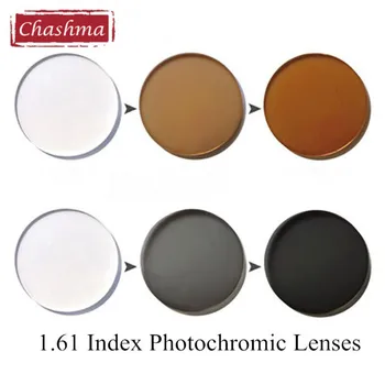 Chashma 1.61 Endeksi Fotokromik Cam Anti Yansıtıcı UV Anti Scratch Geçiş Gri ve Kahverengi Bukalemun Lensler Göz