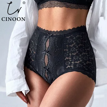 CINOON Seksi Kadın Külot Dantel İç Çamaşırı Yüksek Bel Külot Nakış G String Külot Popo Kaldırma Şeffaf Kadın İç Çamaşırı