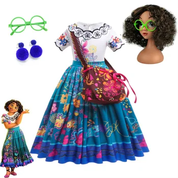 Cossky Encanto Mirabel Luisa Madrigal Mirabe Cosplay Kostüm Prenses Elbise Çocuklar Kız Cadılar Bayramı Doğum Gününe Kostüm