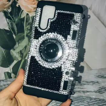 Emily Paris Bling kameralı telefon kılıfı için iPhone 14 Pro Max Samsung Vintage Tasarım silikon kılıf için Kayış ile Kadın Glitter