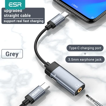 ESR USB C 3.5 mm DAC AUX Kulaklık Tipi C 3.5 Jack Adaptörü Ses Kablosu İçin iPad Pro 11 Samsung S20 vb AUX Kulaklık Dönüştürücü