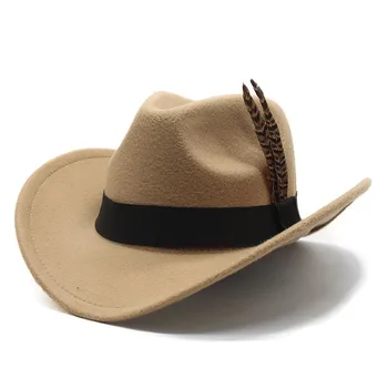 Fedoras Şapka Kadınlar İçin Lüks Batı kovboy şapkası Yeni Sıcak Beyefendi Tüy Kemer Şapka Panama Sonbahar Kış Caz Kap чапка