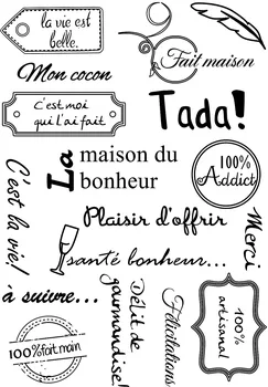 Fransızca kelimeler Şeffaf Temizle Pullar / Silikon Contalar DIY scrapbooking fotoğraf albümü / Kart Yapımı 1301