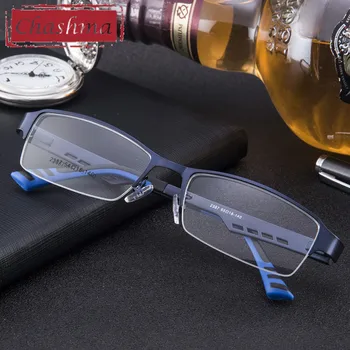 Geniş Çerçeve Erkekler Gözlük Moda Yarım Çerçeveli Paslanmaz Çerçeve TR 90 Arms Optik Gözlük Çerçevesi Erkekler Miyopi Gözlük Çerçeveleri