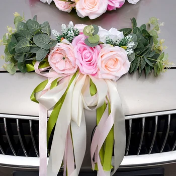 Gül Yapay İpek Çiçekler Düğün Araba Dekor Romantik Sahte şakayık çiçekleri Şerit Parti Festivali Malzemeleri sevgililer Günü Hediyeleri