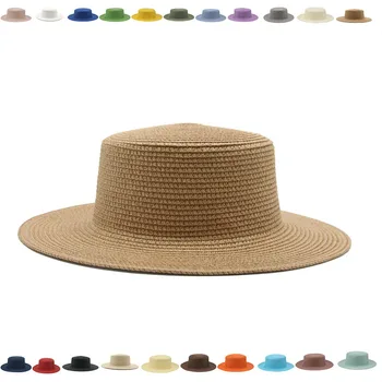 Güneş şapkaları Kadın Erkek Kapaklar Düz Üst Geniş Ağızlı Hasır Şapka Yaz Plaj Rahat Beyaz Siyah Kova Şapka Kadın Erkek Gorras Para Mujer