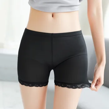 Güvenlik kısa pantolon Kadın Yaz Seksi Sıska Dantel Elastik Şort İnce Görünmez Pantolon Pürüzsüz Pantolon Daracık İç Çamaşırı