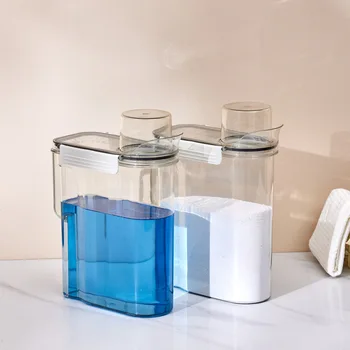 Hava geçirmez çamaşır deterjanı Toz saklama kutusu Temizle Çamaşır Tozu kapaklı konteyner ve Kolu Çok Amaçlı Plastik Tahıl Kavanoz
