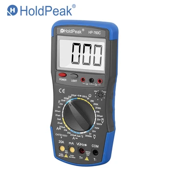 HoldPeak HP-760C 200mV~1000V Voltaj Amper Manuel Aralığı Dijital Multimetre sıcaklık aleti direnç test aleti El