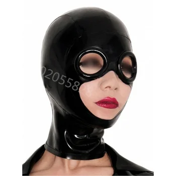 Hood Lateks Maske Cosplay El Yapımı Siyah Davlumbazlar Açık Büyük Gözler ve Açık Ağız Yarım Yüz Lateks Maske Özel Boyut