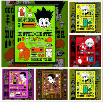 Hunter x Hunter Gon Freecss Killua Zoldyck Kurapika Leorio Chrollo Anime Manga HD Baskı Duvar Posteri Kaydırma