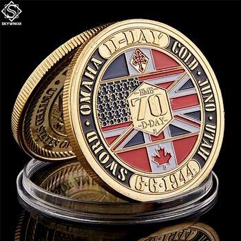 İKINCI dünya savaşı 1944.6.6 D-Day Normandiya Savaşı II 70th Yıldönümü Metal Mücadelesi Paraları Koleksiyonu Sert Kapsül