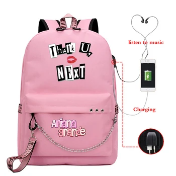 Kadın Ariana Grande Sırt Çantası Kız okul çantası Sırt Çantası USB Şarj Seyahat Sırt Çantası Laptop Sırt Çantası Genç Tüm Maç Mochilas