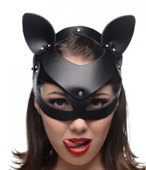Kadın Deri Koşum Maske Cosplay Yarım Maske Kedi Kadın Yetişkin Oyunları Köle Fetiş Seksi Kostüm Partisi Kulübü Sahne Performansı Sahne