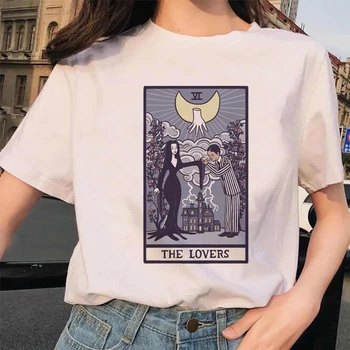Kadın T Shirt Tarot Kartı Çiçek Komik Zaman Bayanlar Karikatür Moda Kısa Kollu Yaz baskılı tişört Kadın tişört Üst Desen