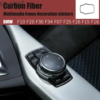 Karbon Fiber Araba Konsol Kol Dayama Multimedya Düğmeleri Dekoratif krom çerçeve Trim İçin BMW GT 1 2 3 Serisi F10 F20 F16 F32 F25 F36