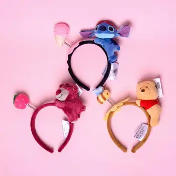 Kawaii Disney Dikiş Lotso Winni Pooh peluş oyuncak Japon Kız Kalp Sevimli Karikatür Kafa Bandı Fotoğraf saç aksesuarları dokuma