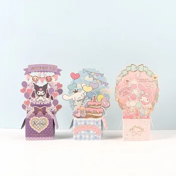 Kawaii Kuromi Cinnamoroll Benim Melodi Kek Hediye Kutusu Doğum Günü Kartı Anime Sanrioed Kız Kalp Tatil Tebrik Kartı Kızlar için Hediyeler