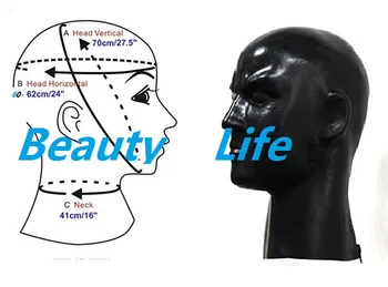 Lateks erkekler Anatomik kauçuk fetiş maske ile 3D esaret hood dahil kulaklar delik burun katı heavry süper kalınlığı