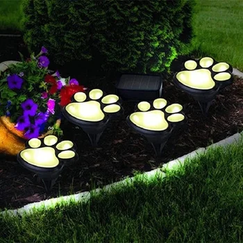 LED güneş enerjili bahçe ışığı su geçirmez açık alan aydınlatması Bahçe dekorasyon için köpek kedi hayvan pençe baskı ışıkları yolu çim lambası dize yolları ışık