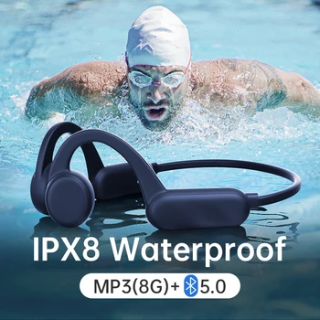 LeTı Gerçek Kemik Iletim Kulaklık IPX8 Su Geçirmez Yüzme Kulaklıklar TWS Bluetooth Kablosuz Spor mikrofonlu kulaklık 8G Bellek