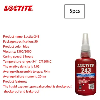 Loctite 243 50ml 5 adet tutkal Vida kilitleme tutkal Vida anti - V gevşeme sabitleme iplik sızdırmazlık tutkal Anaerobik Yapıştırıcı