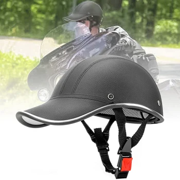 Motosiklet Yarım Kask beyzbol şapkası Tarzı Yarım Yüz Kask Retro Güvenlik Baret Elektrikli Bisiklet Scooter İçin Taşınabilir Evrensel
