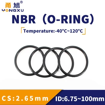 NBR O Ring Conta Conta Kalınlığı CS2. 65mm ID6. 75-100 Yağ ve Aşınmaya Dayanıklı Otomobil Benzin Nitril Kauçuk O-ring Siyah